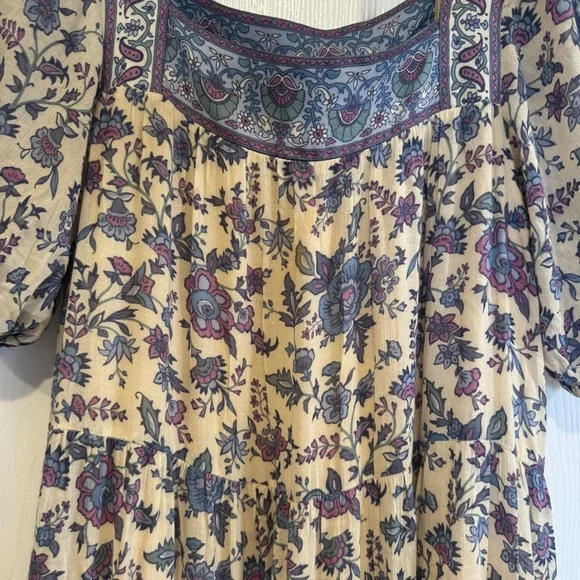 Spell And The Gypsy Collective Floral Puff  Sleeve Maxi Dress Blue Size S Boho - Picture 6 of 16